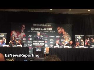 SERGEY KOVALEV VS ANDRE WARD FACE OFF!! WARD FIST BUMPS KOVALEV WHO REACHES OUT FOR HANDSHAKE