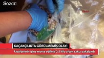 Fasülyelerin içine monte edilmiş 2.5 kilo afyon sakızı yakalandı