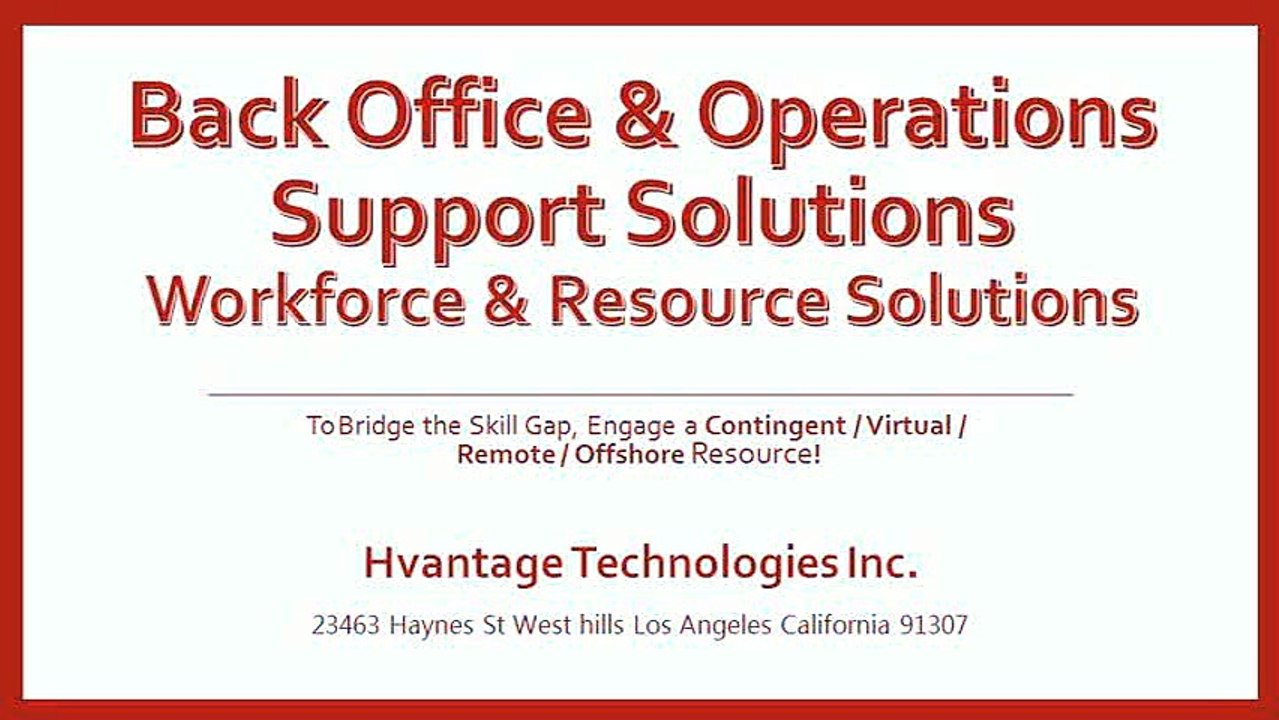 Back Office & Operations Support Staffing - Hvantage Technologies Inc