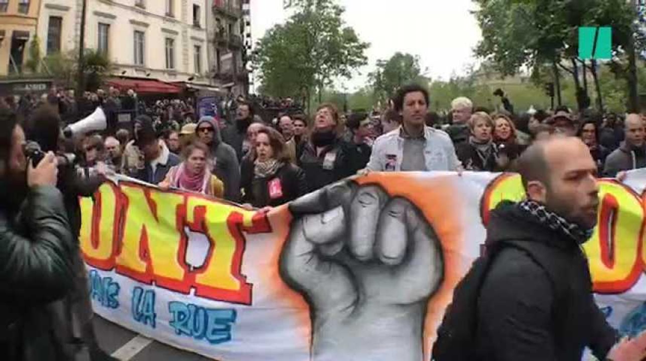 À Paris, première manifestation contre Emmanuel Macron après la présidentielle