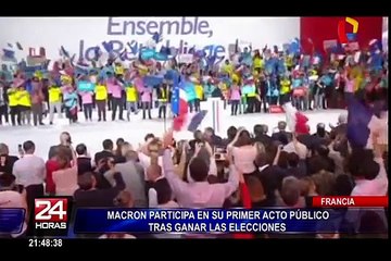 Macron participa en su primer acto público tras ganar elecciones