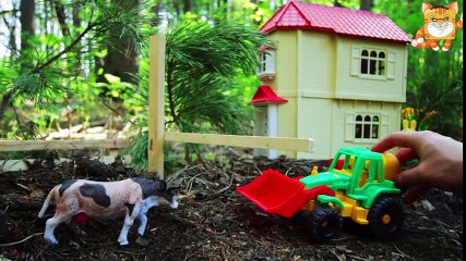 Car cartoon. tractor, excavator, crane. CatCubeCartoons