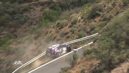 Dramatic near miss for rally driver after car skids off track next to sheer drop