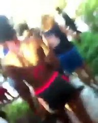 Violent man throws elderly woman into swimming pool at a party