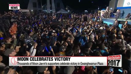 Moon Jae-in's victory celebrated at Gwanghwamun Plaza