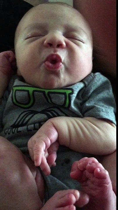 Funny baby faces while he farts
