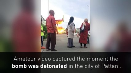 Amateur video captures moment car bomb explodes in Thailand