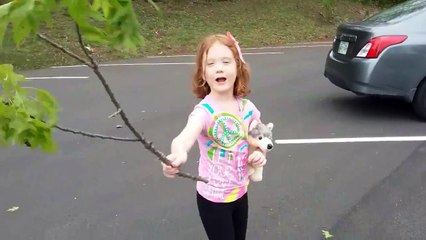 Big Tree Fell - Little Red Haired girl explores with her Wolf