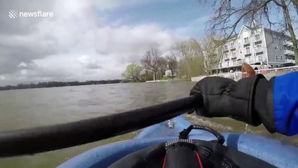 Man tours flooded Montreal neighbourhood in kayak