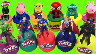 Learn Colors Play Doh Spiderman,Batman,Hulk,ironman-Super Surprise Eggs Kinder Joy Spiderman