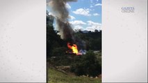 Caminhão em chamas em Aracruz
