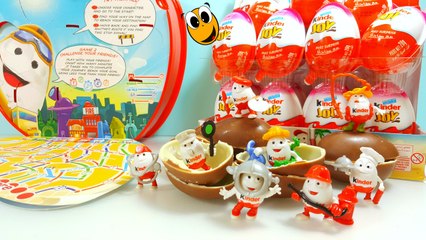 Kinder eggs surprises - Let's play a Boardgame with toys surprises unboxing