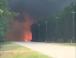 West Mims Wildfire Crosses Highway