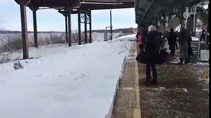Slow-Motion Train Blasting People With Snow