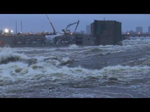 Ottawa River Spills Over Buildings at Chaudière Falls Hydro Station