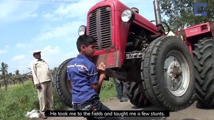 Look carefully at this baby This baby tractor toy sounds Share it