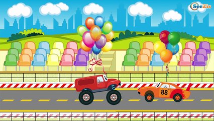 LEARN Fire Truck with Street Vehicles for Kids - Cars & Trucks Transport for Children - Cars Cartoon