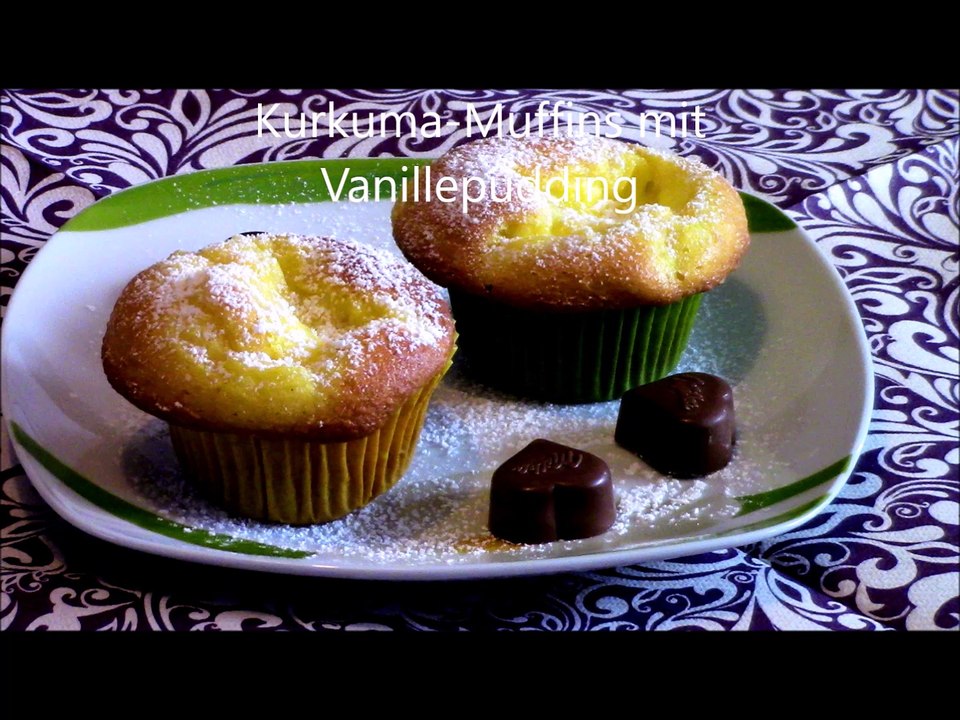 Kurkuma-Muffins mit Vanille-Pudding (Ingwer-Rezept)