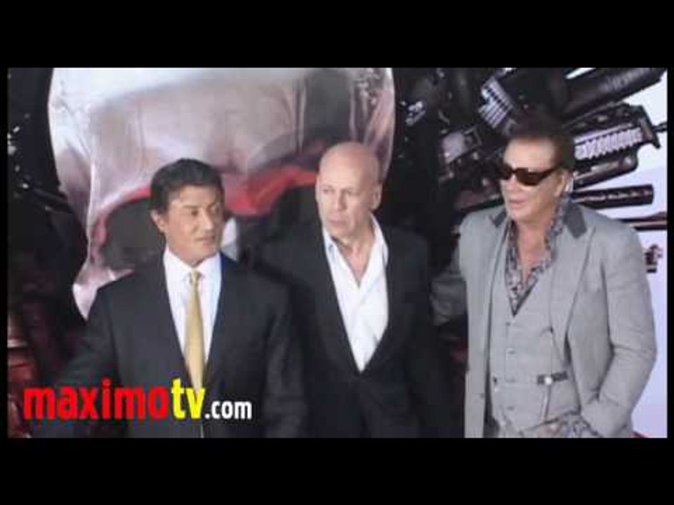 Sylvester Stallone, Bruce Willis, Mickey Rourke at "The Expendables" Premiere