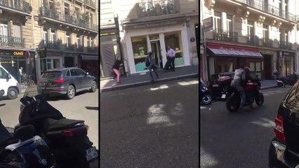 Les images de la fuite du braqueur de la bijouterie dans une rue perpendiculaire aux Champs Elysées