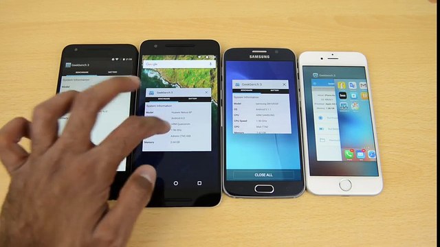 Nexus 6P vs Nexus 5X vs iPhone 6s vs Galaxy S6 - Benchmark Test