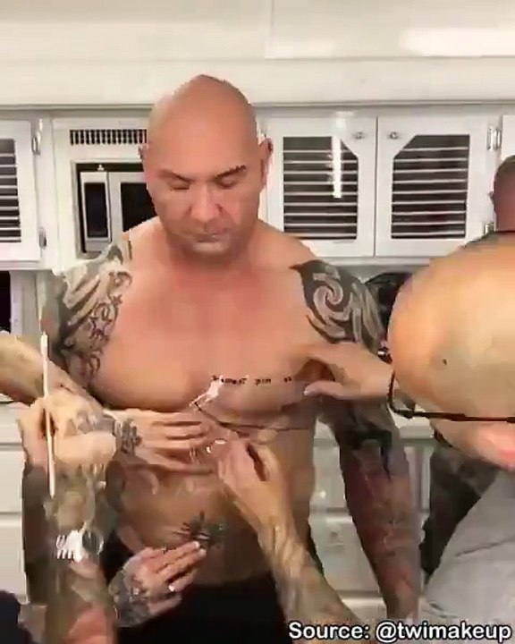 Watch Dave Bautista (Batista) get into his makeup as Drax from Guardians of the Galaxy Vol. 2