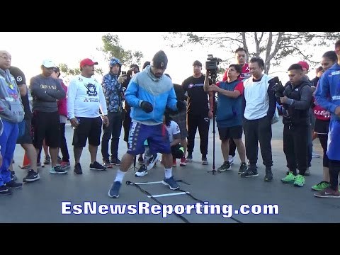 MANNY PACQUIAO FOOTWORK DRILLS; DISPLAYS DEEP CONCENTRATION & FOCUS - EsNews Boxing