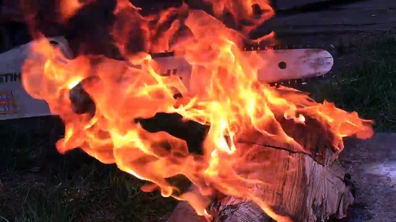 Flaming chainsaw