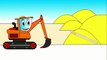 Cartoon about an excavator. Coloring book. Let’s color an excavator!