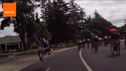Rogue Drone Hits Cyclist During Race