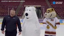 Mascot can't stay on his feet in hilarious outtakes