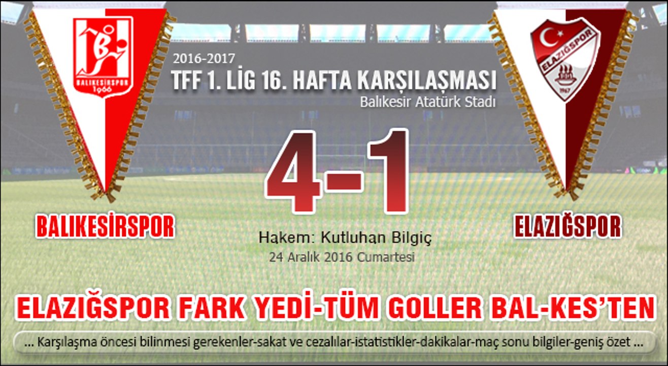 Balıkesirspor 4 -1 Elazığspor Özet