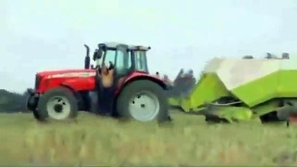 Naked Man Jumps into the Combine-Harvester (B234wqewe