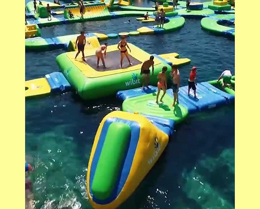 this inflatable playground on water