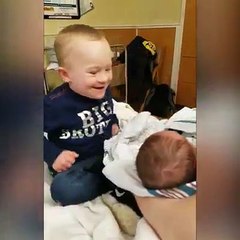 Rencontre émouvante entre un petit garçon et son frère nouveau-né