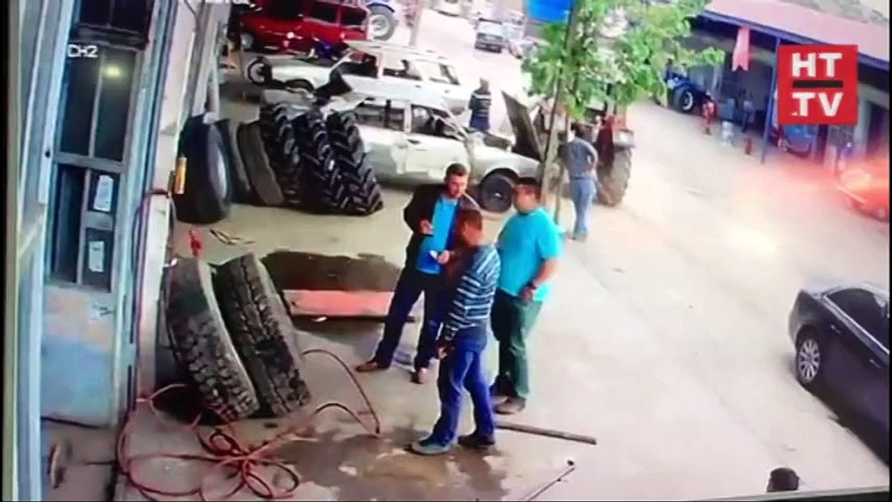 Lastik üzerine düştü