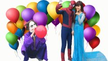 Frozen Elsa & Spiderman BALLOONS EXPLOSION ✦ Spiderman catch Joker blow up balloon Superhero funny