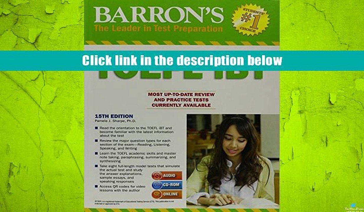 EBOOK ONLINE Barron s TOEFL iBT with CD-ROM and MP3 audio CDs, 15th Edition Pamela J. Sharpe Ph.D.