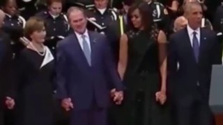 George W  Bush dances during the Dallas Memorial Disrespectful-O-pjGV7FSvE