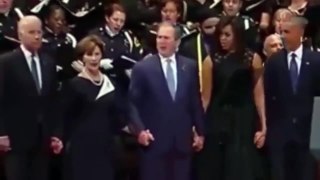 George W  Bush dances during the Dallas Memorial Disrespectful-O-pjGV7FSvE