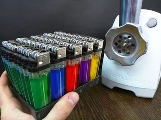 EXPERIMENT MEAT GRINDER VS LIGHTERS