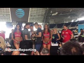 CANELO VS SMITH INTENSE FACE OFF AT ATT STADIUM!! BOTH READY FOR WAR!! - EsNews Boxing