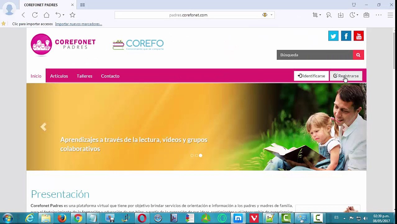 Registro de nuevos usuarios en corefonet padres