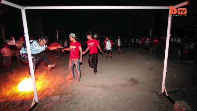 Indonesian Students Play Football With Flaming Coconut!! ⚽️