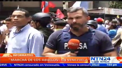 Piquete de la PNB impidió 'Marcha de los abuelos' hacia la Defensoría del Pueblo este 12M