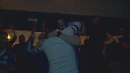 Chelsea fans celebrate title-winning goal