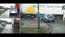 Lorry Drags Car IN A DRAMATIC ACCIDENT