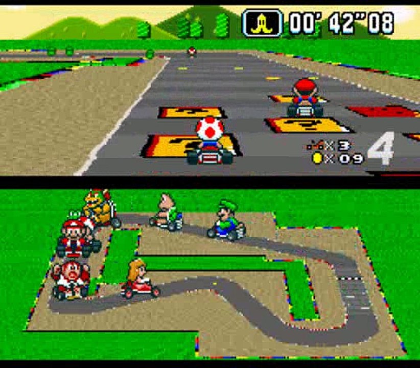 Super Mario Kart (SNES) 100cc Mushroom Cup Round 1 and 2