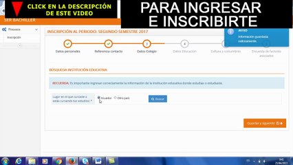Ser Bachiller 2017 Inscripción – SNNA segundo periodo
