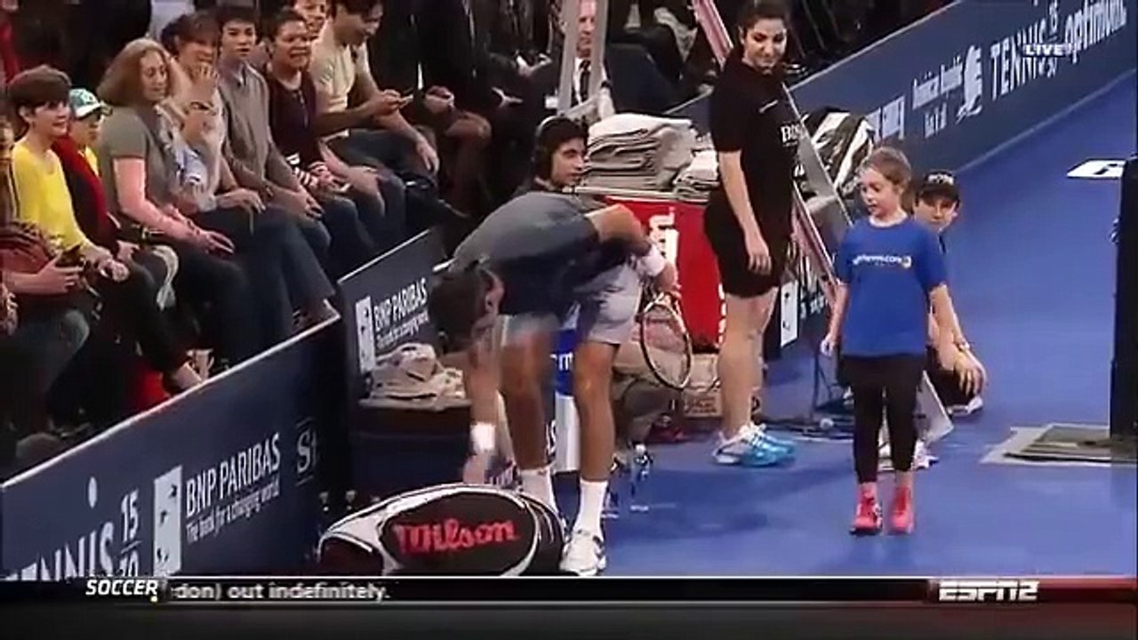 Duel entre Rafa Nadal / Ben Stiller VS Juan Martin Del Potro / une fillette du public